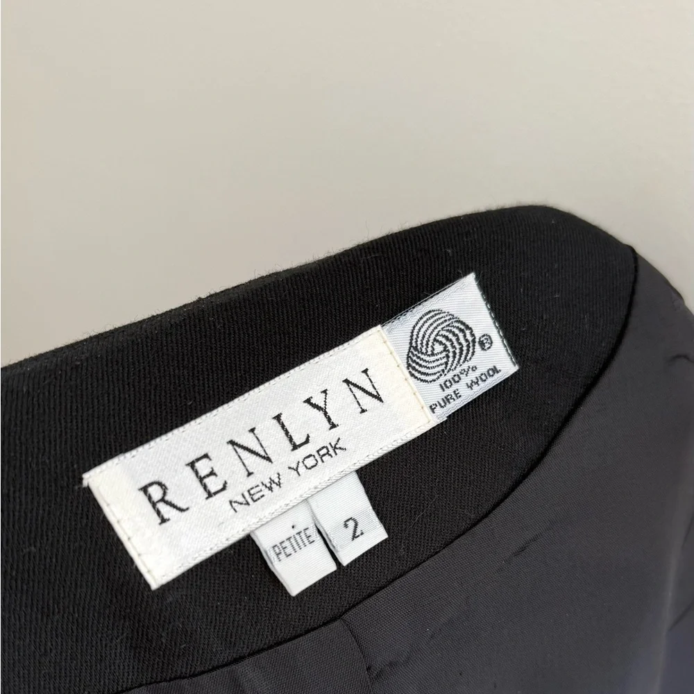 Vintage RENLYN NY Classic Wool Bkack Blend Blazer Jacket-made in USA size 2-4 - Picture 4 of 9